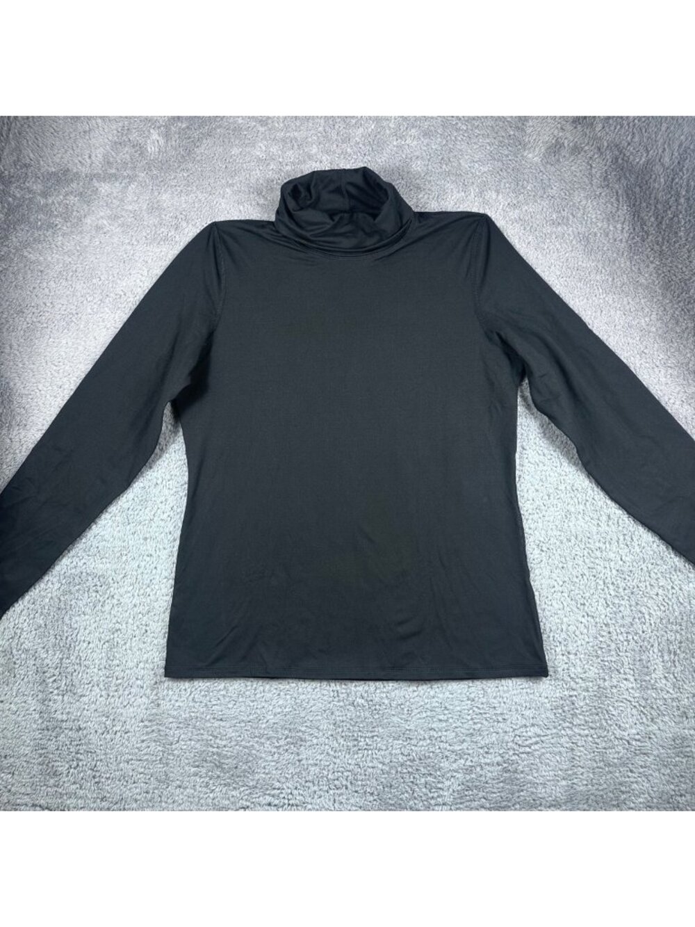Kyodan Womens Black Turtleneck Long Sleeve Top Size L Polyester Spandex Blend